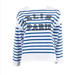 Celine blue and white striped 3/4 sleeve top